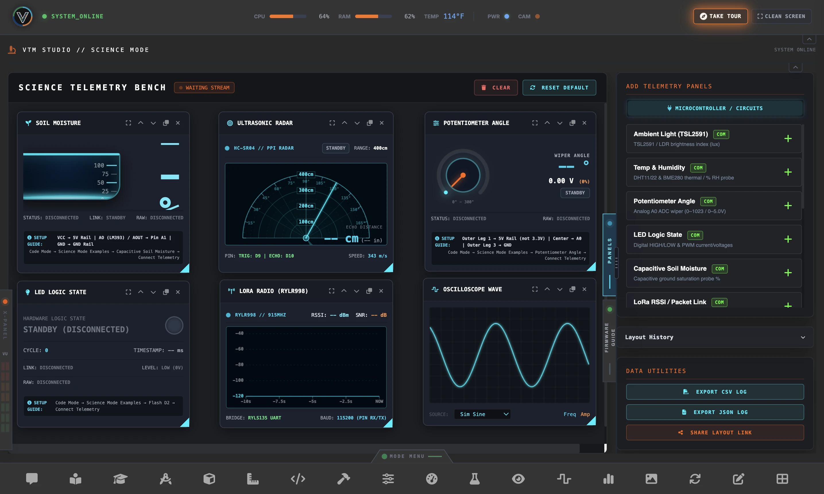 VTM Studio Science Mode Telemetry Gauges